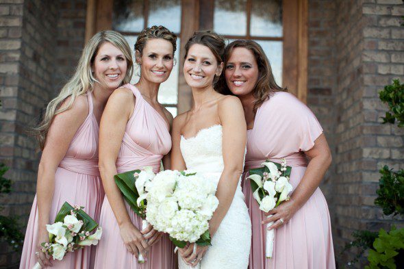 Bunn Salarzon - bride with bridesmaids in blush dresses