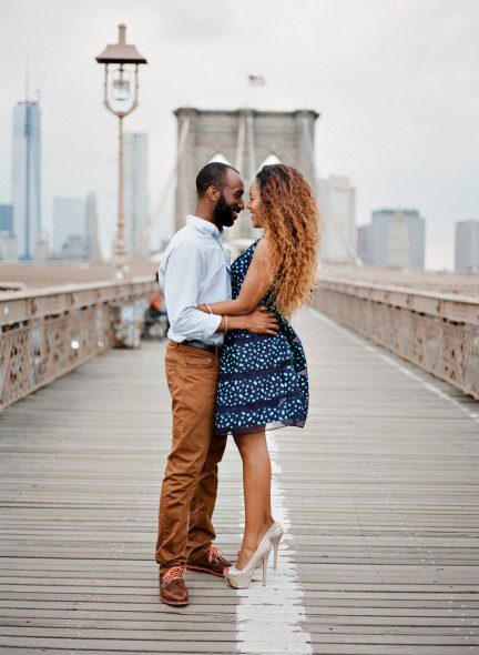 Bunn Salarzon - beautiful couple hugging on brooklyn bridge